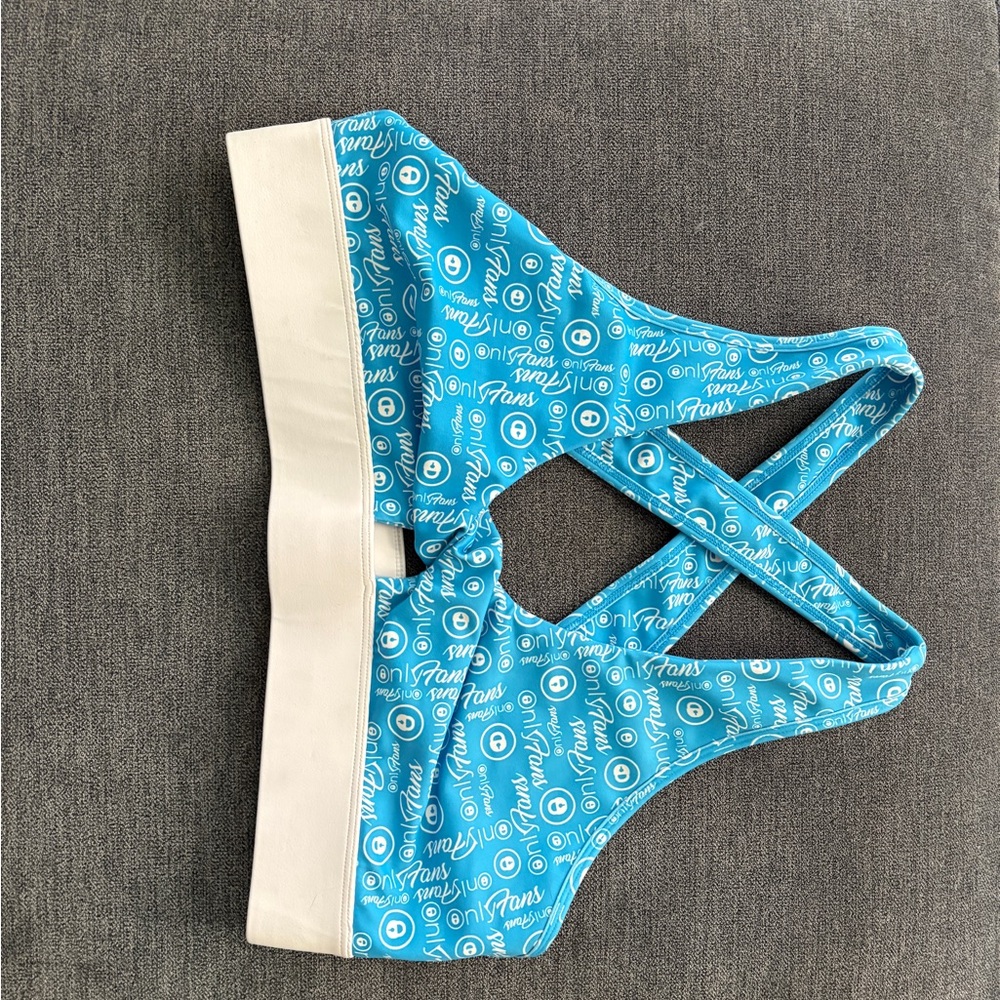Blue and White Women's Sports Bra